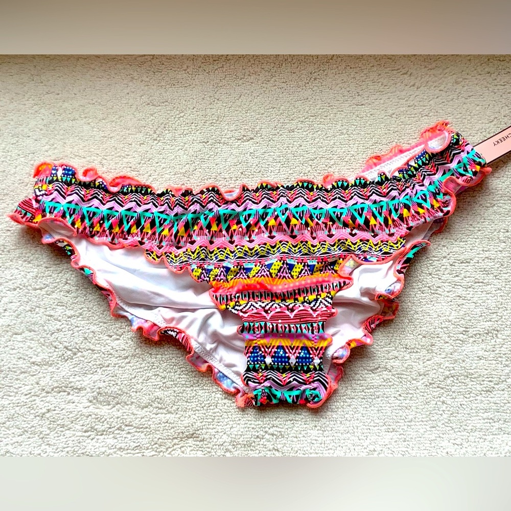 ☀️New Victoria’s Secret Multicoloured Ruffle Cheeky Swimming Bottoms